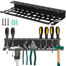 Wall Mounted Tool Organizer - Screwdriver Rack, Plier Storage, Includes Screws