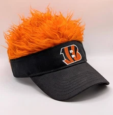 Flair Hair Cincinnati Bengals Adult OSFM Orange Hair Black Visor Hat Cap NFL 
