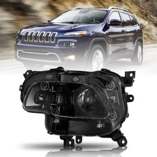 Halogen Black Headlight For Jeep Cherokee 2014-2018 Left Projector Headlamp Lh