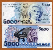 Brazil, 5000 (5,000) cruzeiros, ND (1990), P-232, UNC