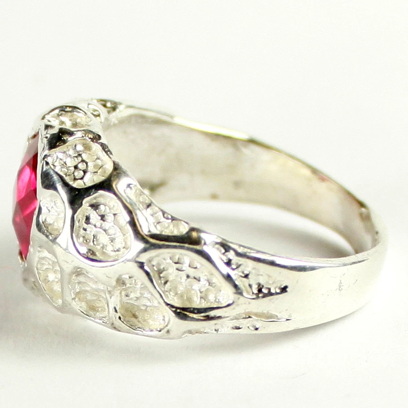Created Ruby, 925 Sterling Silver Men's Ring, SR168 - Image 3 of 4