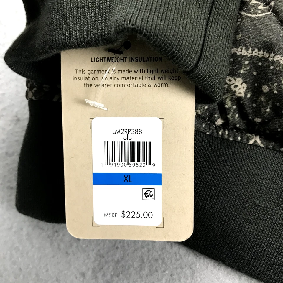 Levis 夹克男式 XL 绿色花卉头巾全拉链填充长袖全新带标签 — 第 3/4 张图片