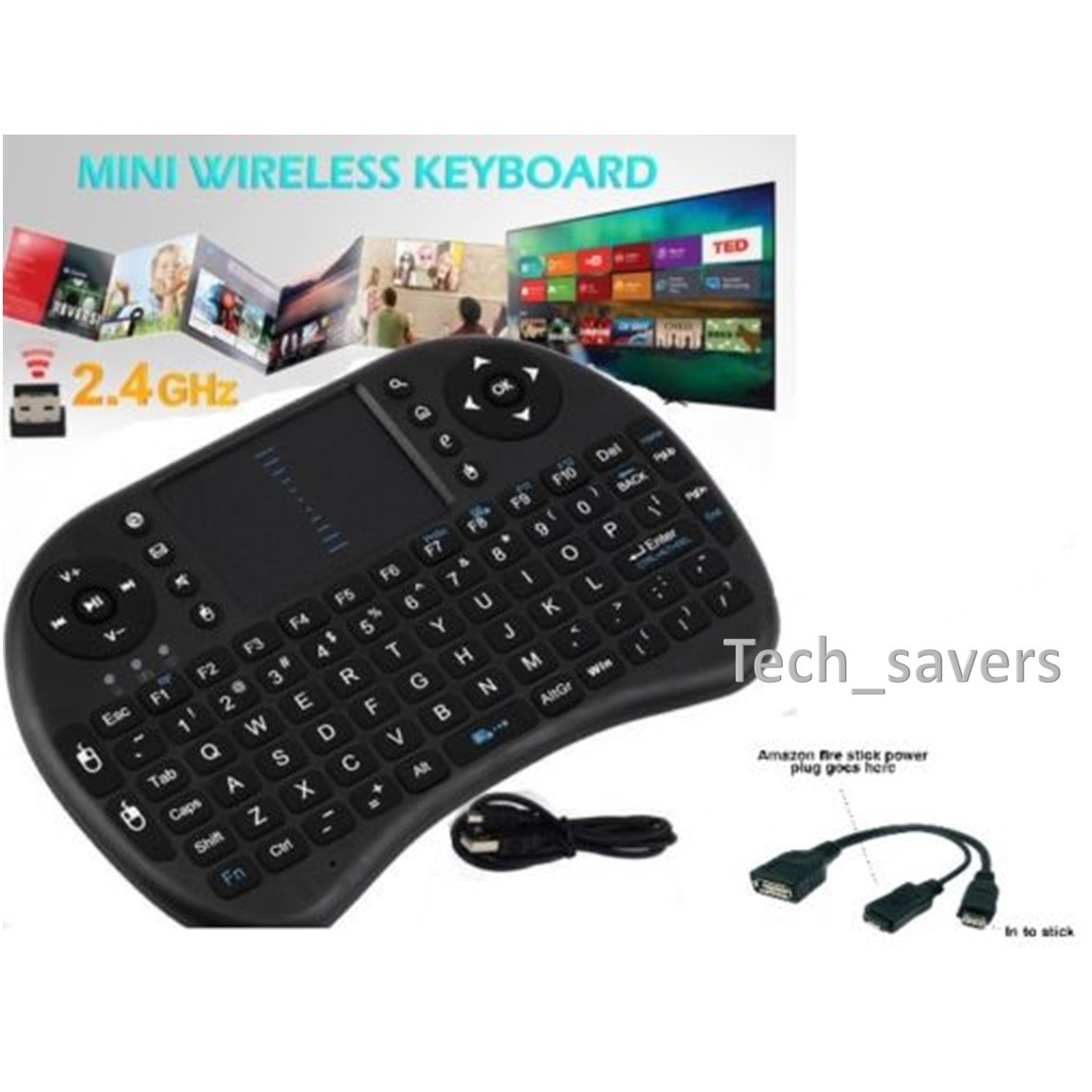 Backlit Mini Wireless Keyboard Mouse for Amazon FIRE Stick plus 