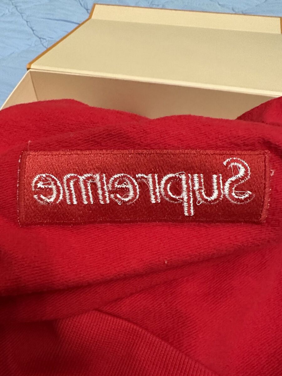 Supreme Louis Vuitton Monogram Red White Hoodies Sweatshirt - Shop