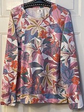 NEW Sundry Sz 3 (L) Womens Sweatshirt Long Sleeve Multi Floral Made in USA