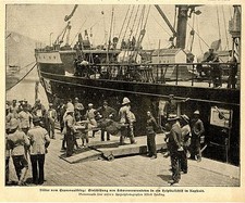 Kapstadt Einschiffung von Schwerverwundeten ins Hospitalschiff Bilddokument 1900