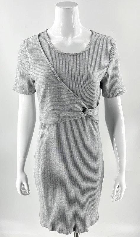 lole t shirt dress ribbed stretch knit overlap front shirt
