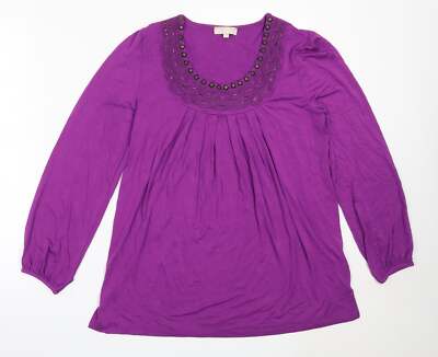 Daxon Damen Bluse lila Viskosemischung Größe 42