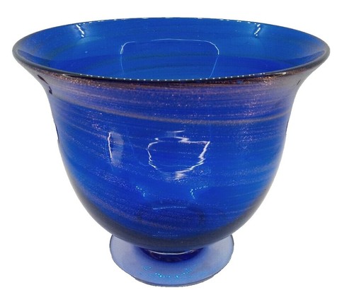 Anthropologie Bridget Bodenham Cobalt Ivory Polka Dot Bowl Gold