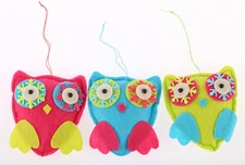 CraftbuddyUS 8cm Fabric Multi color Owl Xmas TreeDecoraton Ornament Figurine 