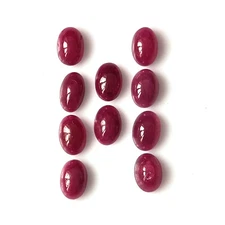 Red Ruby Cabochon Unheated 6X4 mm Oval Natural Calibrated Gemstone 10 Pieces Lot