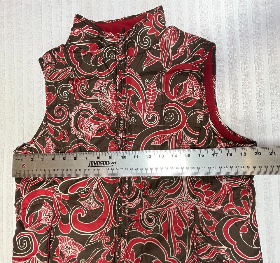 Chaleco acolchado Aventura para mujer negro rojo cachemir cremallera completa grande empacable al aire libre Foto 4 de 4