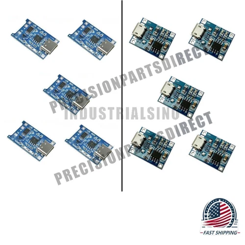 5pc TP4056 5V 1A Type-C Micro USB 18650 Lithium Battery Charging Protect Board