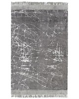 Teppich Viskose Grau Abstraktes Muster 160 X 230 Cm Rechteckig Fransen Hanli