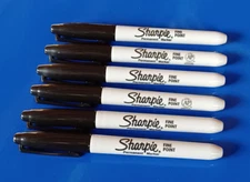 Sharpie Fine Point Permanent Markers 6 Ct. Black NEW Loose No Packaging 6 Pack