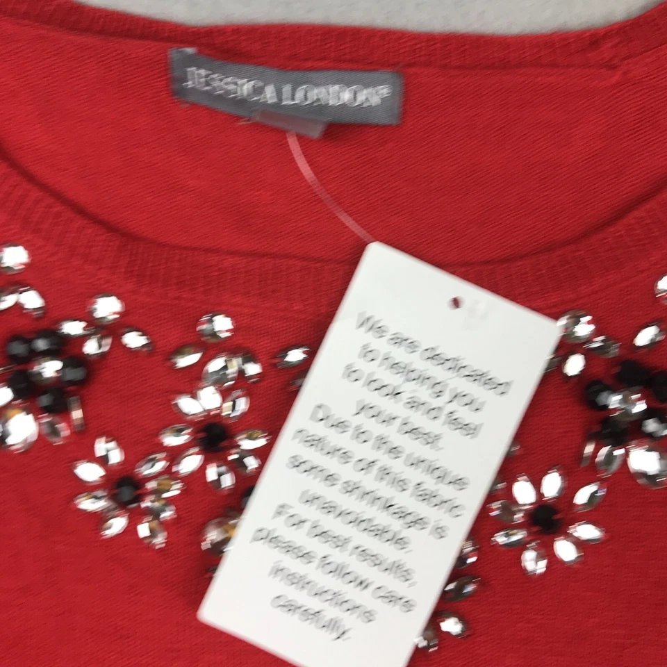 Suéter Jessica London para mujer 22/24 rojo adornado mezcla de cachemir suéter nuevo con etiquetas Foto 2 de 4