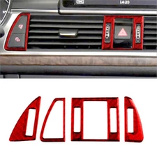 4Pcs Red Carbon Fiber Interior Air Vent Kit Cover Trim For Audi A6 A7 2012-2018