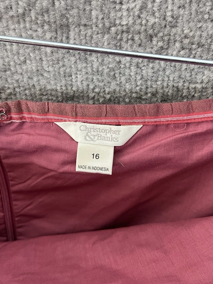 Christopher & Banks Midi Skirt Womens Size 16 Pink Striped Metallic A-Line - Image 3 of 4