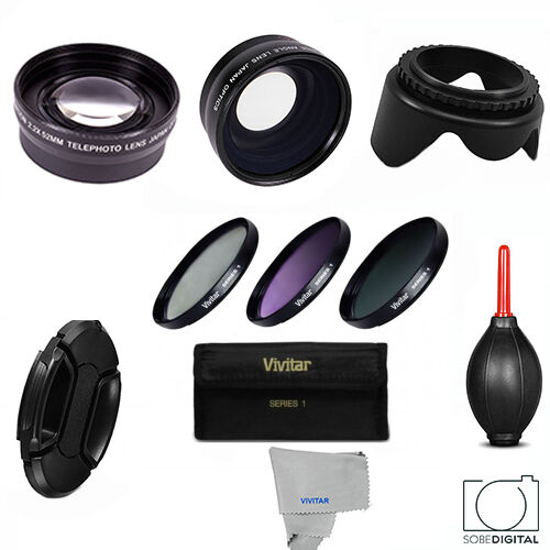 3 LENS +FILTER KIT + BONUS Canon Eos Rebel XS XT T3 T3i T4I T5 T6 FITS 18-55 HD - Picture 1 of 12