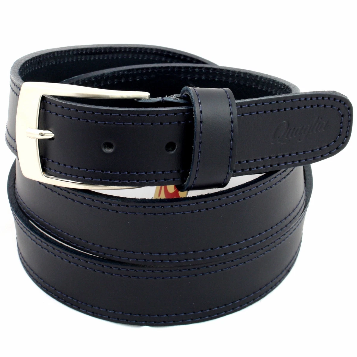 Leonardo Verrelli Cintura Donna In Pelle Blu Accorciabile – Larghezza 3,4 Cm, Lunghezze Da 85 A 125 Cm, Fibbia Metallo