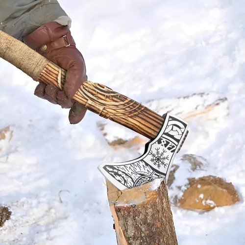 Handmade Viking Axe Hatchet Throwing Axes Ash Wood Handle Camping Axe Gifts - Picture 6 of 10