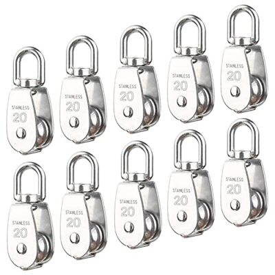 10Pcs M20 Single Pulley Block(20mm), 304 Stainless Steel Hanging Wire Roller, -