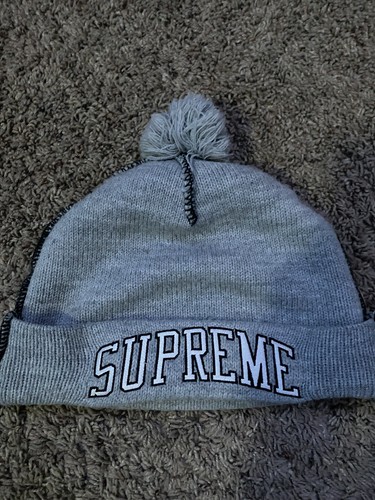 grey supreme knit beanie