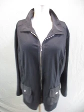 NWT ANTTHONY Size 1X Womens Black Full Zip Collared Pocket Basic Jacket 184
