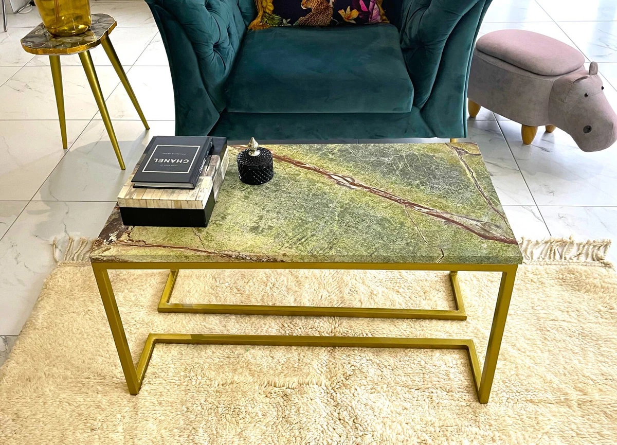 Green marble 2024 top coffee table