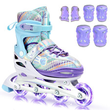Sportneer Kids Roller Skates, 4 Adjustable Light up Roller Skates for Girls Boys