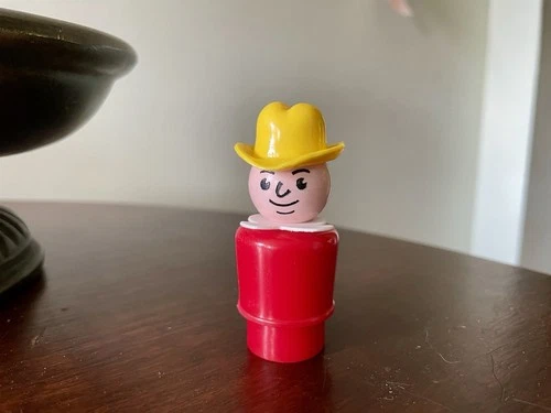 Vintage WHOOPS  Fisher Price Little People Red Cowboy White Scarf  Whoops Rare