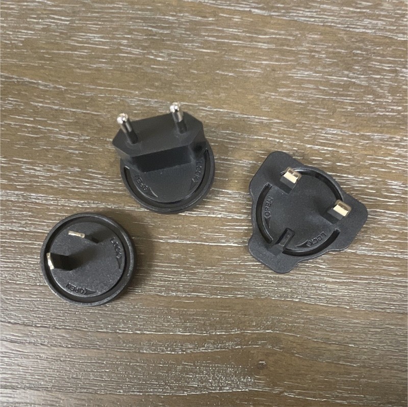 Universal to EU Interchangeable Travel Plug Adapter Heads Tips Black