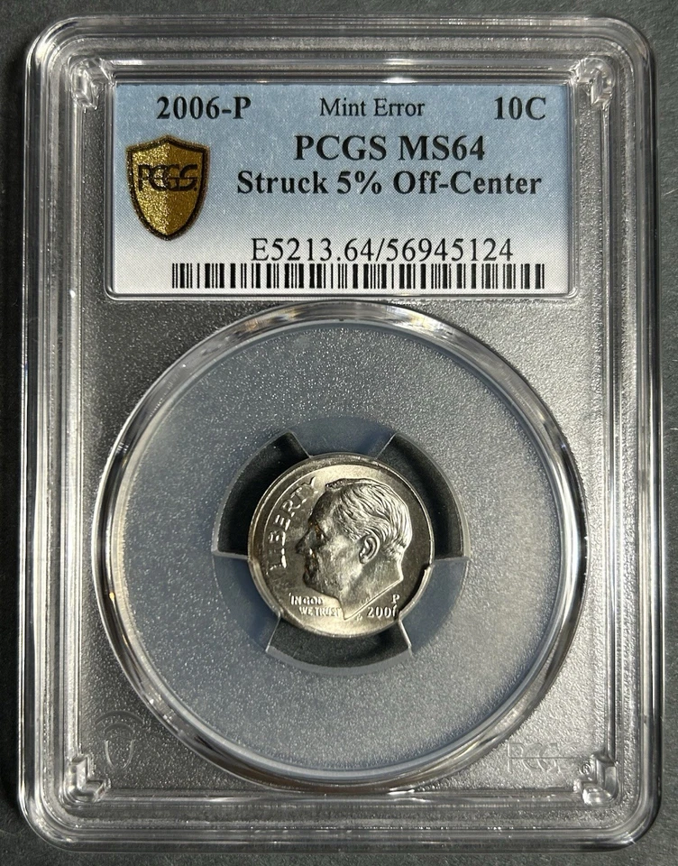 PCGS MS64 2006P Roosevelt Dime 5% Off Center Mint Error - Image 2 of 3