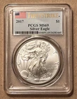 2017 SILVER EAGLE COIN PCGS MS69 FIRST STRIKE