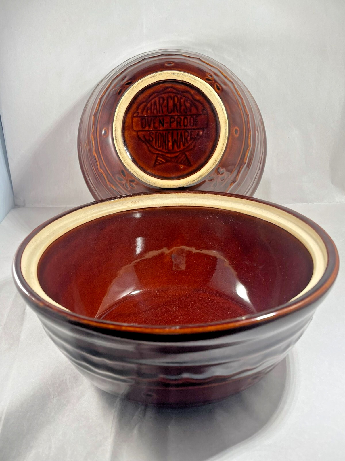 Mar Crest Daisy Dot 1950s Oven Proof Stoneware Bowls Retro Kitchenware Vintage