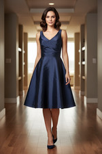 Alfred Sung Midnight Blue V-Neck Cocktail Dress, Womens Size 10