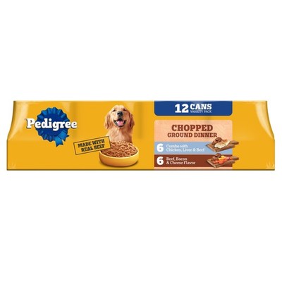 Chopped Ground Dinner Chicken & Bacon Variety Pack Wet Dog Food 12 13.2 oz Cans