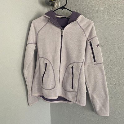 Helly Hansen Fleece Jacket Medium Pink Zip-Up Hooded Pockets Polartec