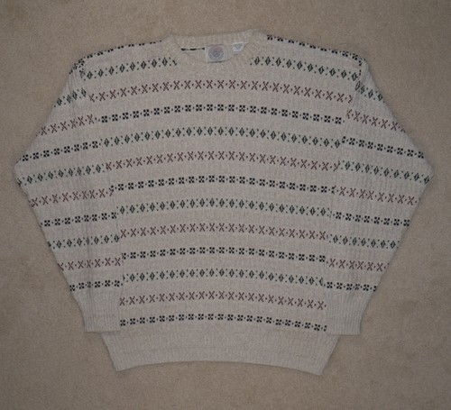 Vintage 90s Cape Isle Knitters Textured Sweater Colors Cream L Beautiful Detail