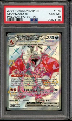2024 POKEMON SVP EN #074 CHARIZARD ex GEM MT PSA 10 PALDEAN FATES TIN PROMO