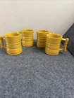 Frankoma C3 Set Yellow 4" Coffee Mugs Cups Vintage 1960s Lot Of 4