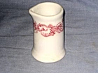 *VINTAGE IROQOUIS CHINA SMALL CREAMER BOTTLE, RED DESIGN - FLAWED - FOR DISPLAY
