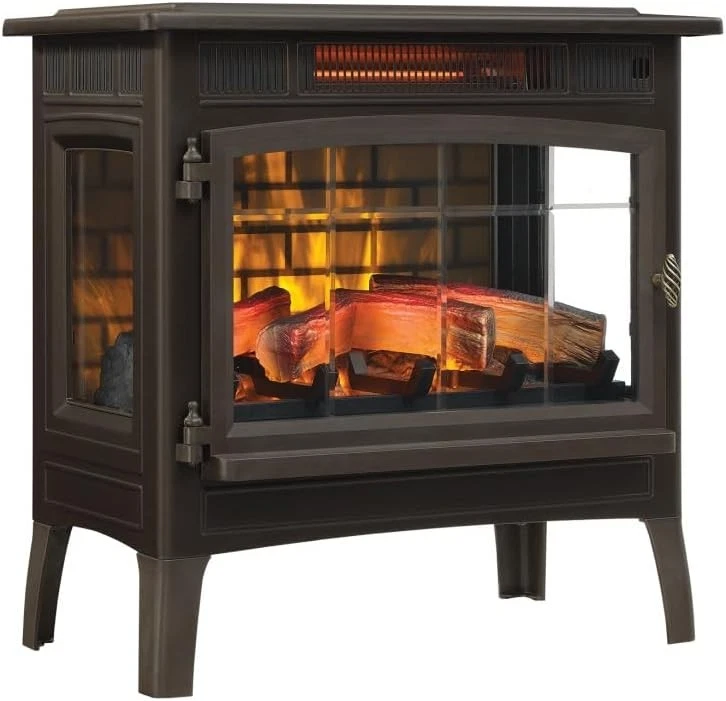 Charming 3D Flame Effect Electric Fireplace - 1,000 Sq Ft Indoor Heater, Bronze - Image 3 of 4