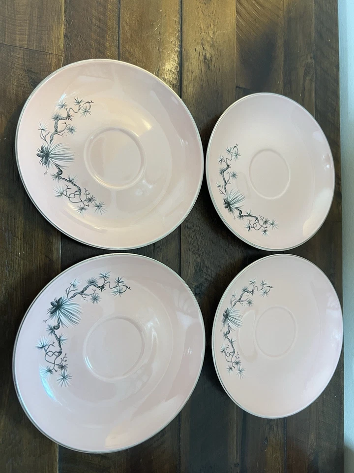 DE COLECCIÓN AÑOS 50 MEDIADOS DE SIGLO TAYLOR SMITH TAYLOR ROSA PINO ENANO Servicio Para 4 28 Piezas Foto 4 de 4