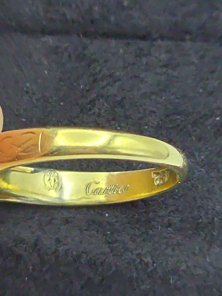 Anillo solitario vintage de diamantes Cartier de oro amarillo de 18 quilates para mujer talla M de 3,22 gr Foto 3 de 4