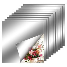 10 Pcs Self Adhesive Acrylic Mirror Tiles Flexible Mirror Wall Stickers Sheets