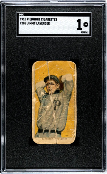 1909 T206 JIMMY LAVENDER NNO POOR PIEDMONT 350 SGC 1 BASEBALL PROVIDENCE GRAYS