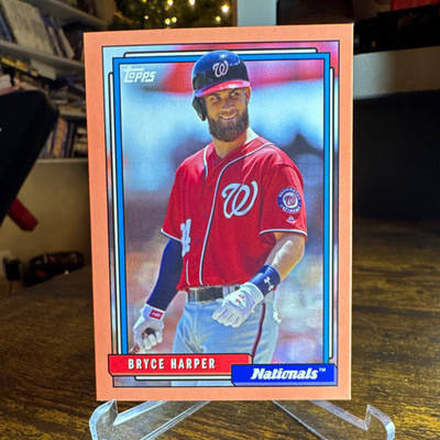 Topps 2017 Archives 1992 Bryce Harper #250 Peach Parallel /199 Nationals