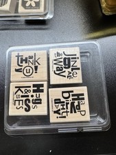 Retired 2006 Stampin Up Sentiment Rubber Stamp Set Thank you Birthday Wood