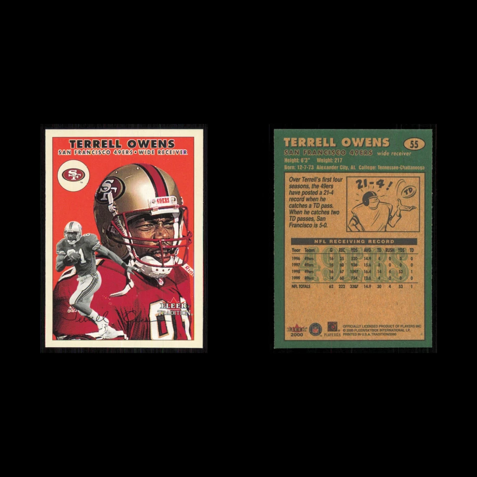 Terrell Owens #55 2000 Fleer Tradition San Francisco 49ers Football Card NFL NM - Image 3 of 3